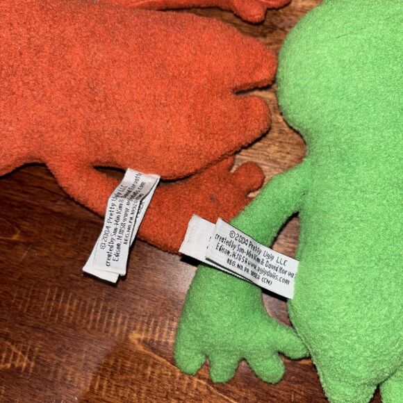 2x Little Uglys Uglydoll Abima Red & Green 2004 Stuffed Plush Toy Monster 8” - Picture 3 of 4